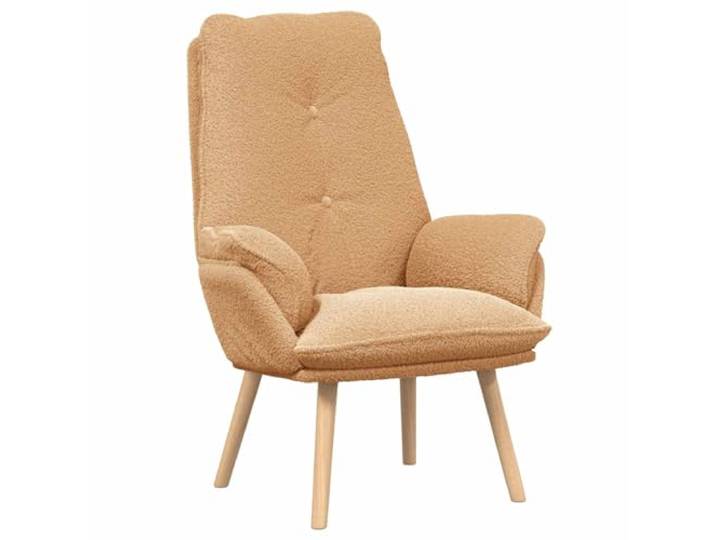 Todiikf Relaxsessel Beige 69x74x93cm Sherpa-Stoff Massivholzbeine Gemütlicher Polstersessel für Schlafzimmer und Wohnzimmer. Ergonomischer Sessel mit 110 kg Belastbarkeit zum Lesen.