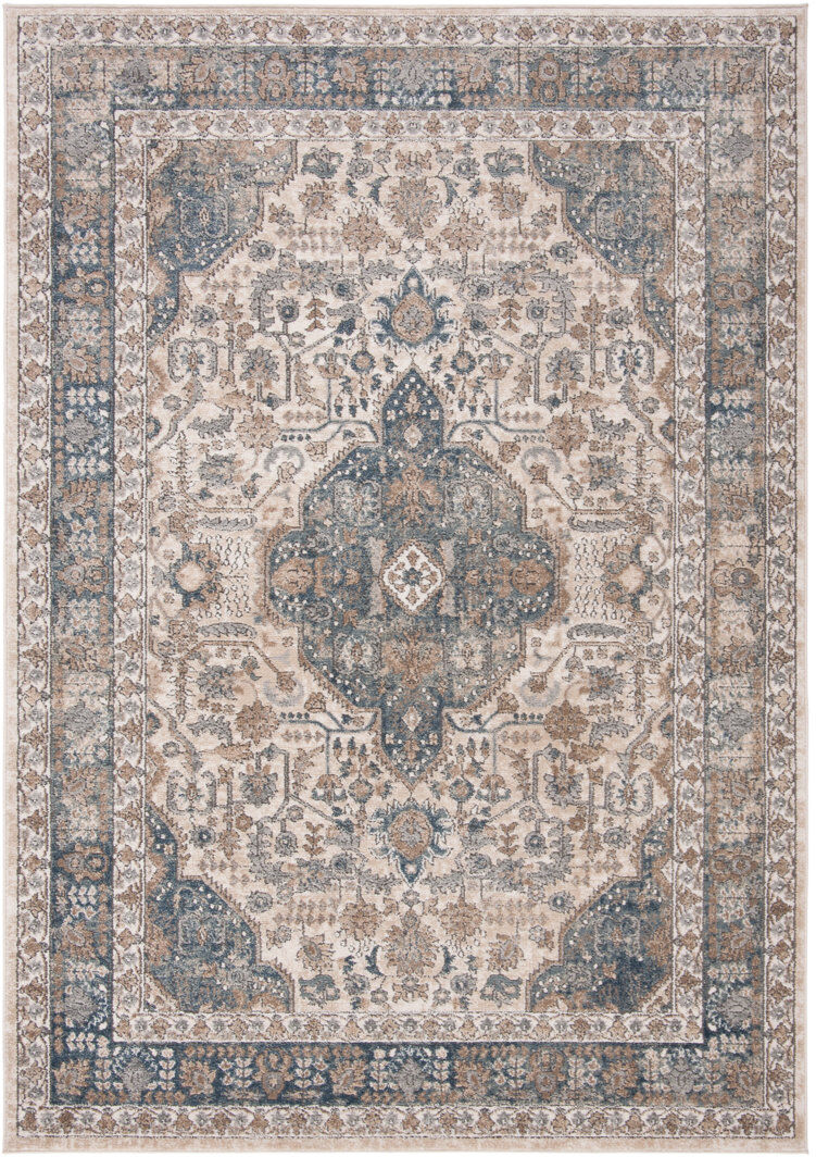 Mistana Penncross Rectangle Oriental Area Rug Beige/Grey Rectangle 201 x 274 cm