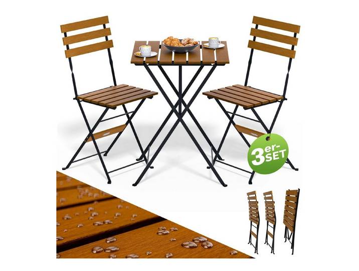 Casaria Bistrotisch, 2 Personen FSC®-zertifiziert Holz Vormontiert Klappbar Balkon