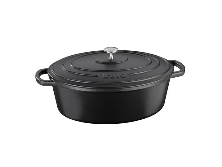 Kela Bräter Calido, Schwarz, Metall, 6 L, 26x12x33 cm, Kochen, Töpfe, Bräter