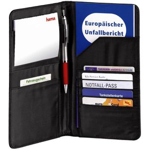 Hama Ausweisetui 83970, schwarz, aus Polyester, 13 x 23 cm, 4 Einsteck- und 5 Kartenfächer