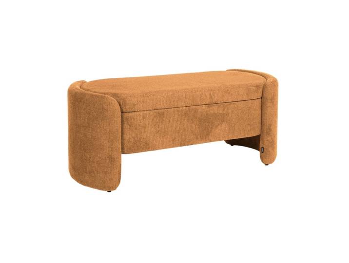 Banc coffre, bout de lit contemporain tissu rouille