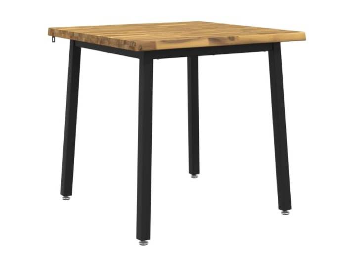 HAQWRDQSG Esstisch Massivholz Akazie 80x80cm Quadratisch 2 Personen Kompakter Küchentisch mit echter Baumkante und Stahlbeinen für kleine Mahlzeiten im Esszimmer oder Wohnzimmer.
