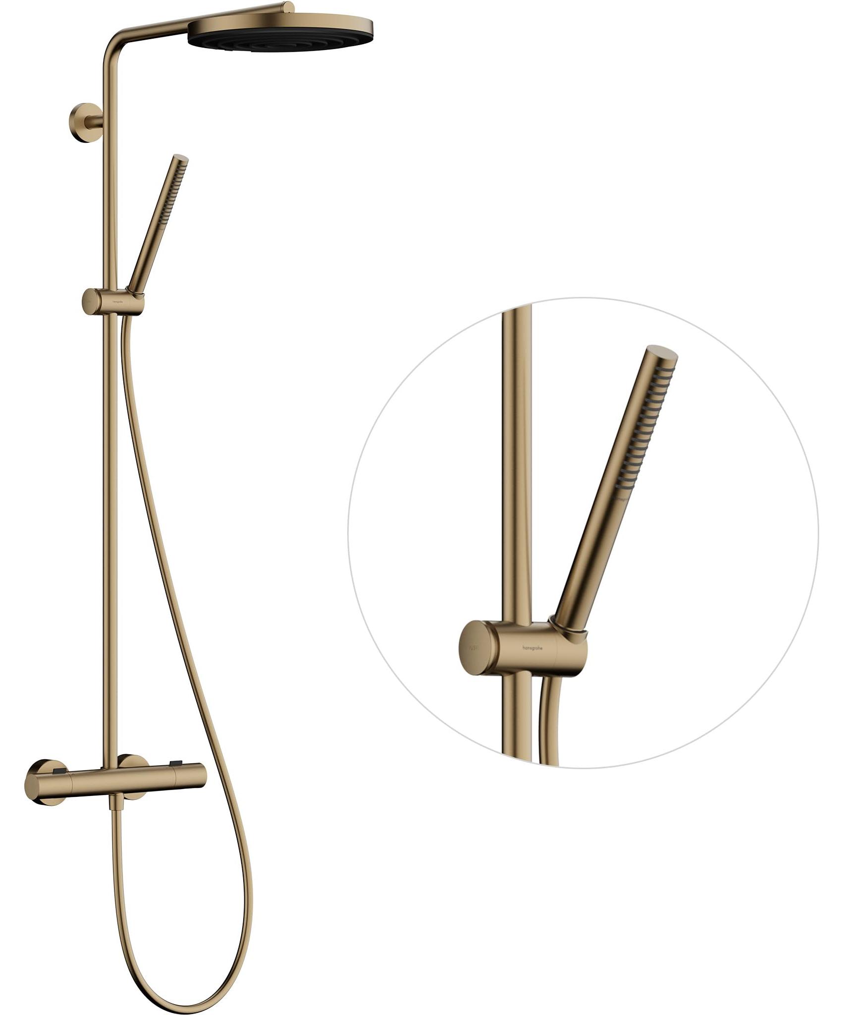Duschsystem mit Thermostat, Regendusche ⌀ 260 mm, gebürstetes Bronze