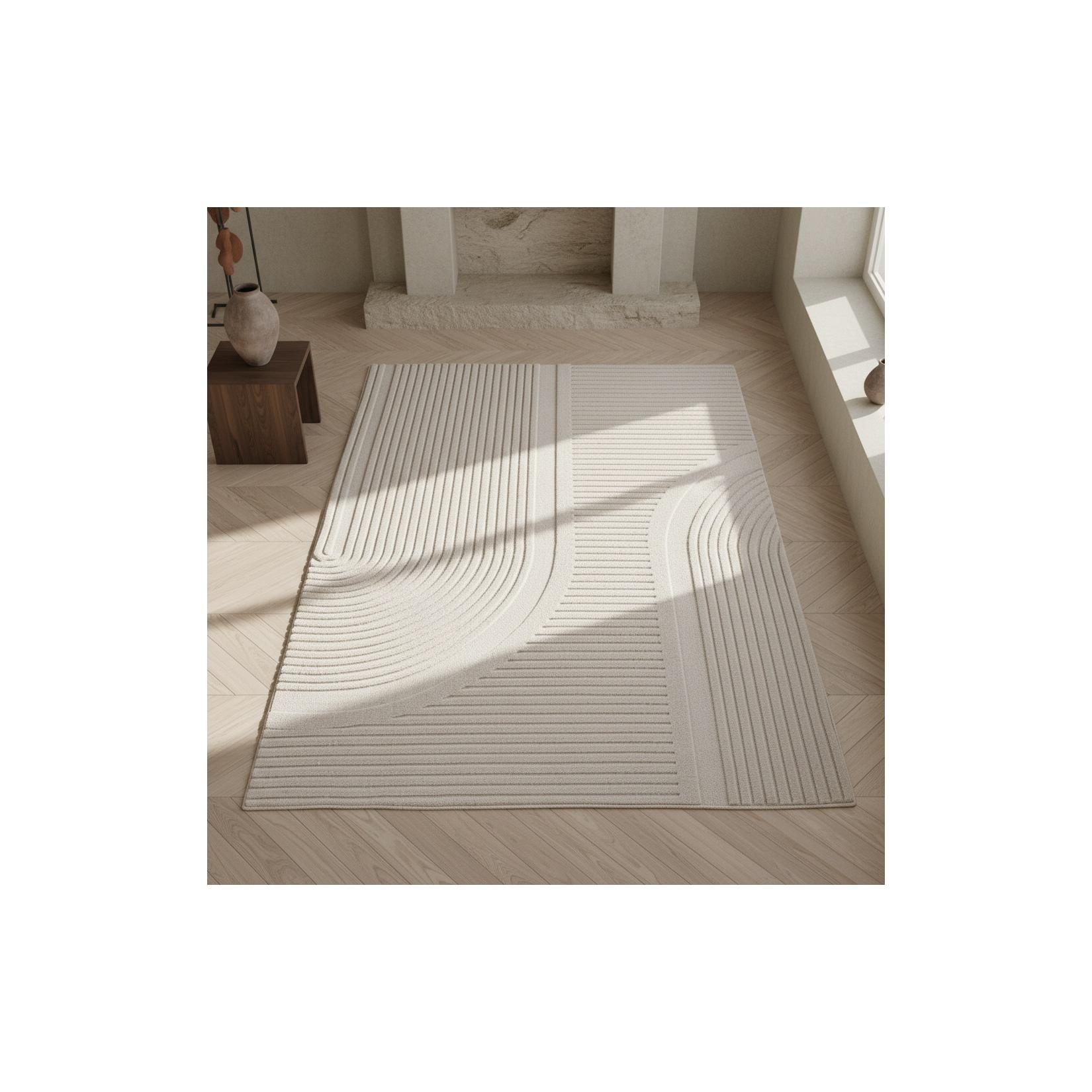 Teppich Kurzflor Waschbar LAVAREDO in Creme, im Boho-Stil, aus Microfaser, 200 x 290 cm