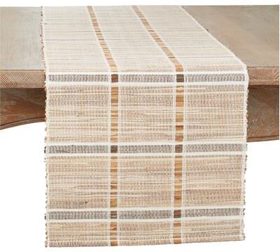 Saro Lifestyle "Stripe Design Water Hyacinth Table Runner - 14""x72"""