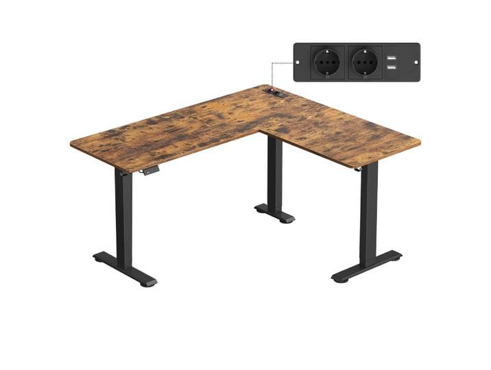 Bureau électrique réglable en hauteur d'angle marron