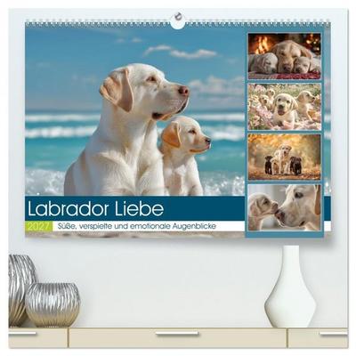 Labrador Liebe (hochwertiger Premium Wandkalender 2027 DIN A2 quer), Kunstdruck in Hochglanz