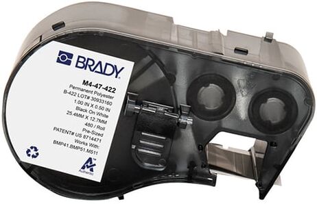 Brady M4-47-422 etiquetas continuas de poliéster negro sobre blanco 25,40 mm x 12,70 mm