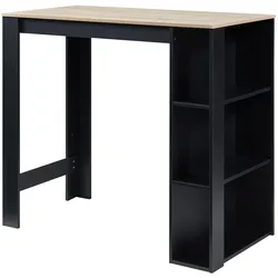 En.Casa, Bartisch, Bartisch Danderyd 120x60x106 cm mit 3 Ablagefächern Schwarz/Eicheoptik (60 x 120 x 105.50 cm, 60 x 120 x 105.50 cm)