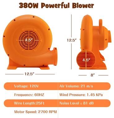 380W/550W/680W 1.0HP Air Blower for Inflatables w/ 25FT Wire&GFCI Plug