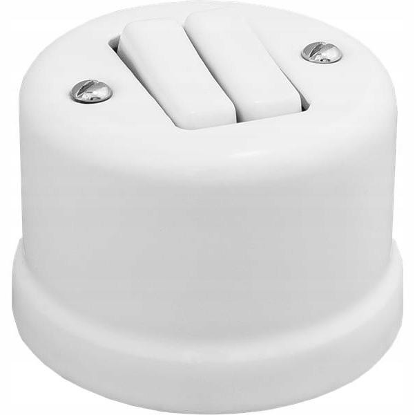 TG ELECTRO Retro keramische dubbele schakelaar wit voor inbouw
