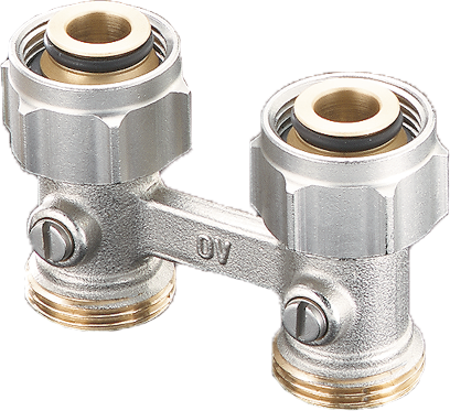 Oventrop Multiflex F ZB raccord à vis d'arrêt 1015813 G 3/4 ÜMxG 3/4 AG, laiton nickelé