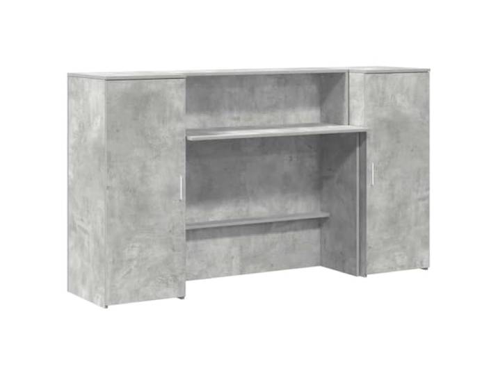 GKHPYURE Reception Theke Zementgrau 180 x 50 x 103,5 cm Spanplatte Integrierte Theke, Seitenteile, Schrank, Spanplatte, Wandbefestigung inklusive, Montage erforderlich