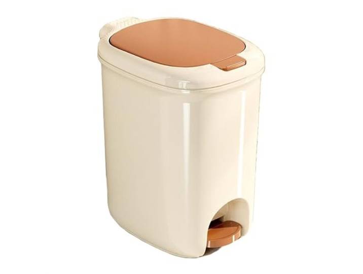 9bbhfJw4R Haushaltsmülleimer Badezimmer Mit Deckel, Schlankes Mülleimer-Trittpedal(Bruin,12L)