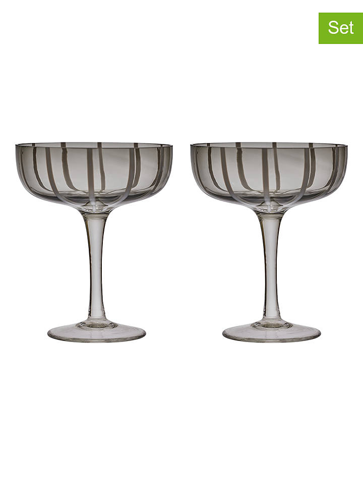 OYOY living design 2er-Set: Coupe-Glas "Mizu" in Grau - 230 ml - onesize