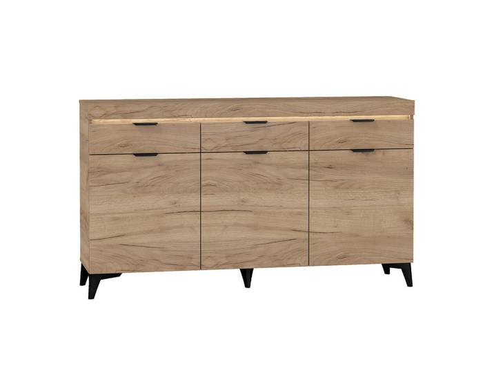 Petits-meubles Sideboard Ruben Holz, Braun, Holzwerkstoff, 3 Schubladen, 157x90x40 cm, Kleinmöbel, Kommoden, Sideboards