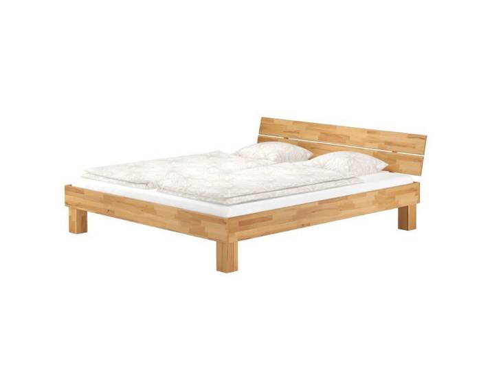 Lit double extra-longueur 180x220 hêtre massif nature Accessoires au choix V-60.80-18-220 sommier à lattes et matelas incl.