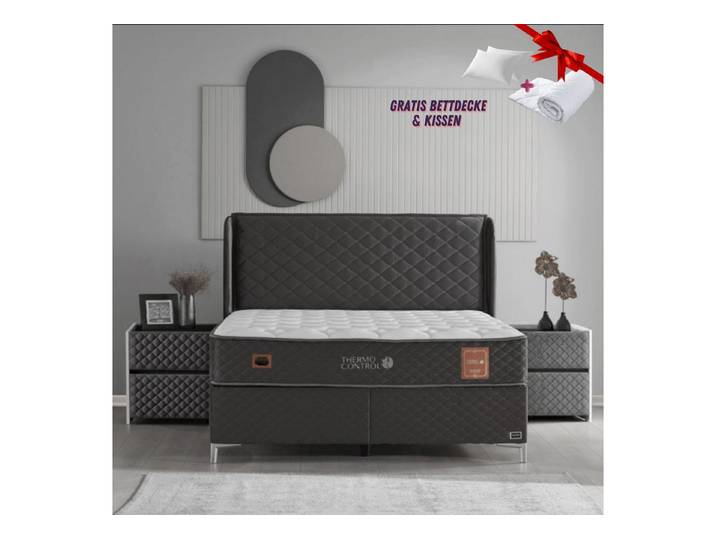 Bambi Boxspringbett mit Taschenfederkernmatratze Polsterbett Stauraumbett inkl. Lieferung (Set, 2 Bettkästen + Matratze + Kopfteil (Nachttisch optional), inkl. Lieferung