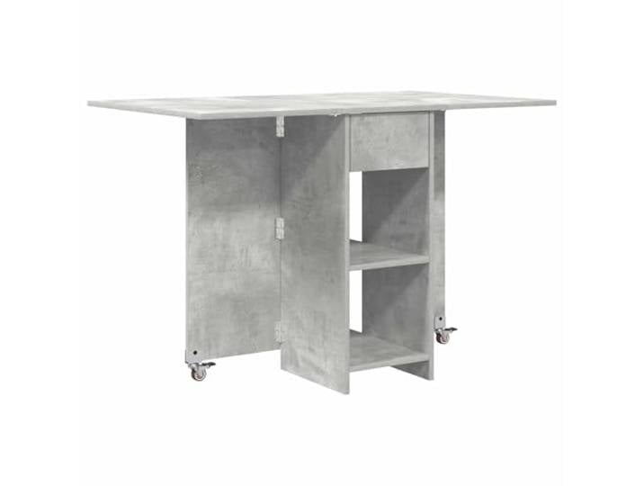 GPUTYGHN Esstisch 115 x 70 x 75 cm Holzwerkstoff Betongrau Rechtwinklig Klappbare Tischplatte, Regalbretter, wasserabweisend, -Umkipp-Design, leichte Mobilität, Esszimmer, Küche
