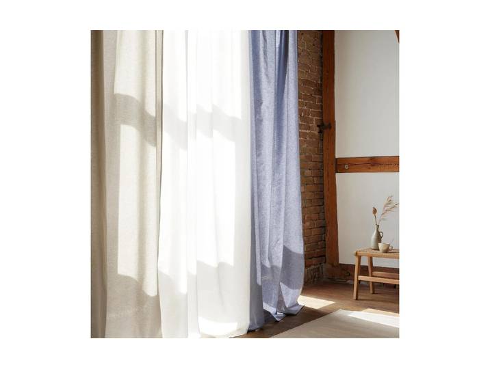 Vorhang URBANARA Solana , bunt (blaugrau), B:140cm H:320cm, Leinenstruktur, Baumwolle, Gardinen, Vorhang