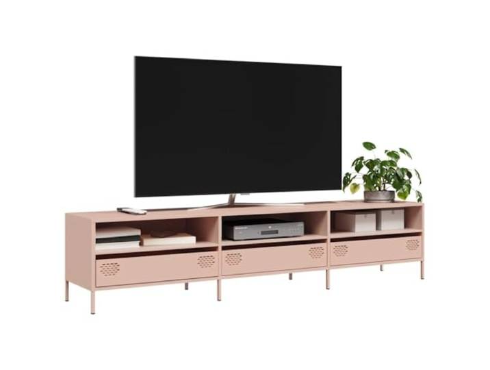 HEFZGDB TV-Schrank Rosa 202x39x43,5 cm Kaltgewalzter Stahl mit 3 Fächern und 3 Schubladen Industrie-Stil Möbel Stauraum Metallschrank verstellbare Stellfüße Wohnzimmer Schlafzimmer