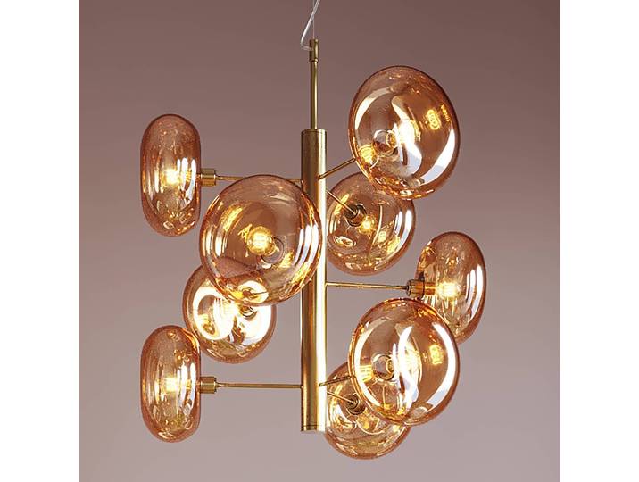 Hängeleuchte Headline Brass 53 x 155 x 53cm Gold/Gold Stahl messing beschichtet gebürstet : Gestell und Baldachin, Glas beschichtet : Schirme