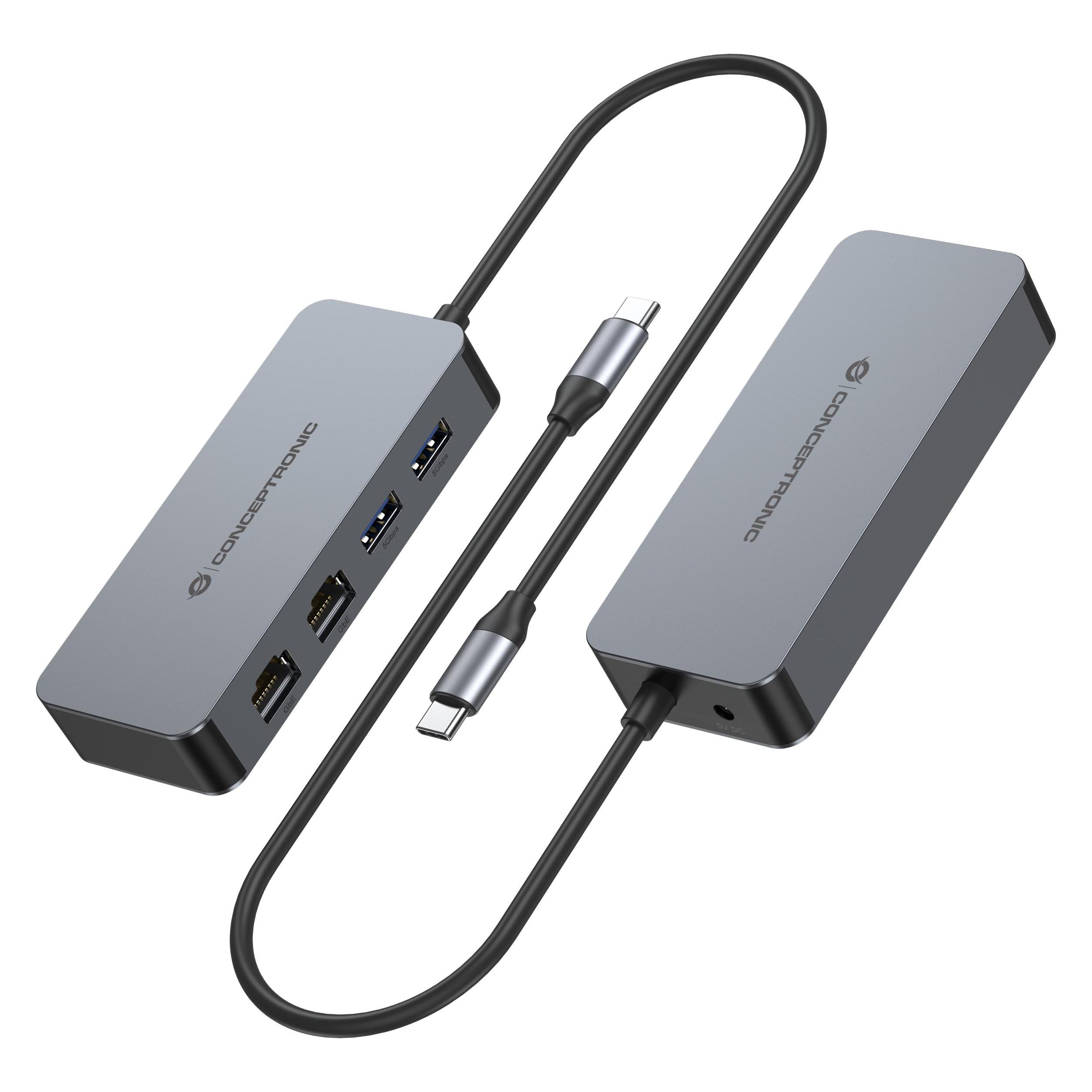 Conceptronic Adapter USB-C->2xRJ45+2xUSB-A3.2 5Gbps (USB-C, 4 Ports) (ABBY24G)