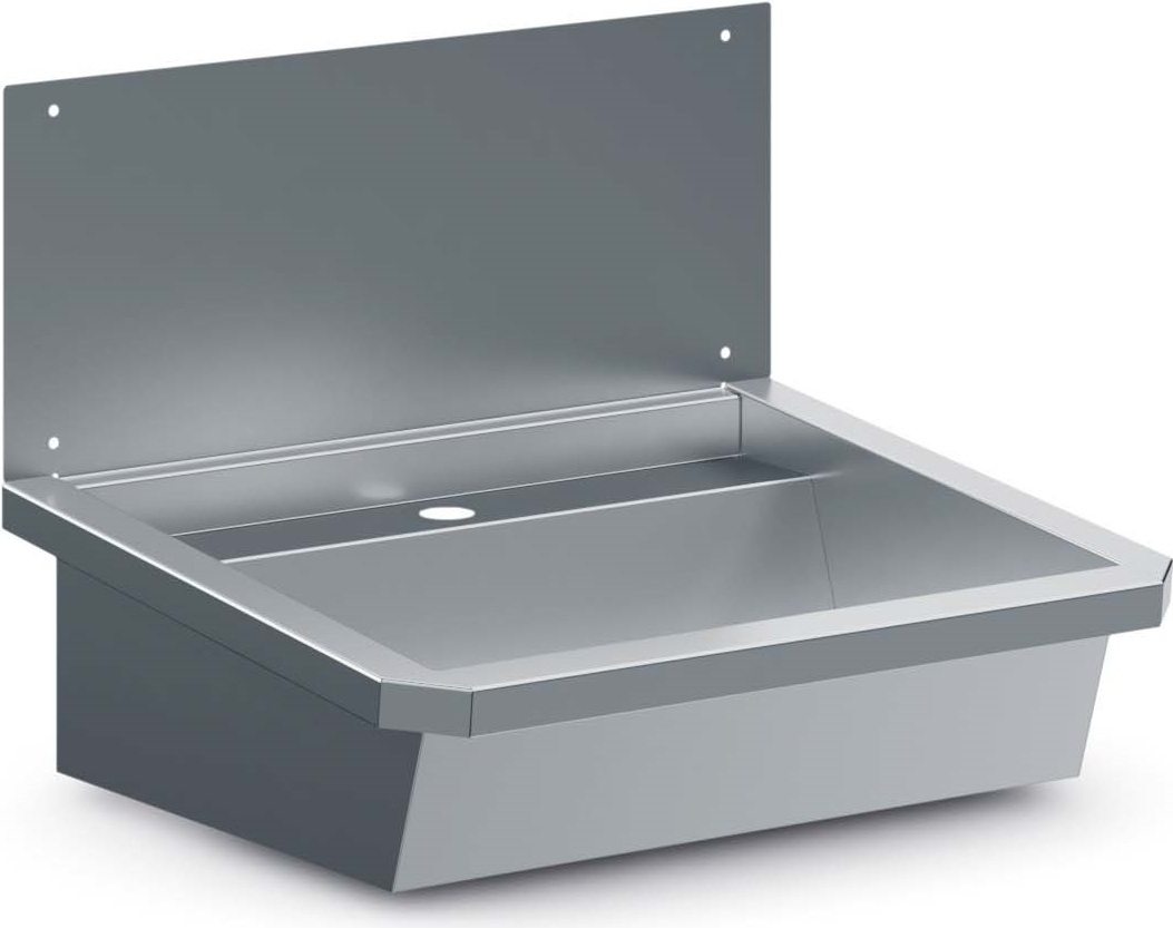 CHEFGASTRO Edelstahl Waschbecken mit 1 Ablasshahn, Ablaufstopden & Schutzwand HxBxT 43,8x60x46,8cm