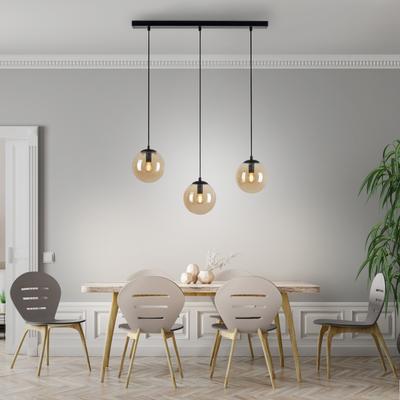 OTTO HOME Pendelleuchte "Nellin", gold (schwarz, glas amberfarben), 3, Leuchten, Hängeleuchte mit großen Glaskugeln, amberfarben oder opal matt weiß, Pendelleuchte