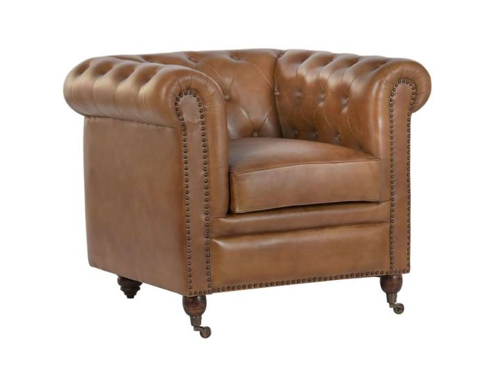 Fauteuil chester en cuir vieilli marron 90x80x77 cm