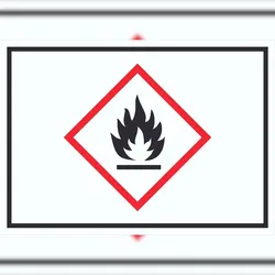 HB-Druck Schild Entzündbare Stoffe Symbol Flamme A5 (148x210mm)
