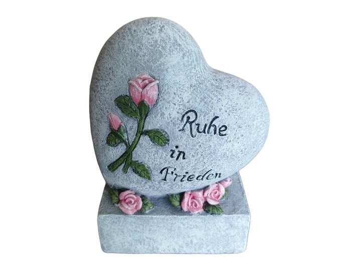 Grabschmuck Herz mit Spruch Grau