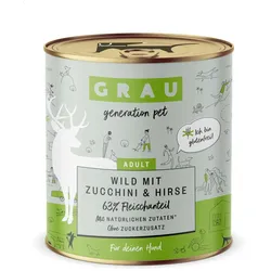 grau Hund 800 Gramm Hundenassfutter 6 x 800 Gramm Wild + Zucchini & Hirse