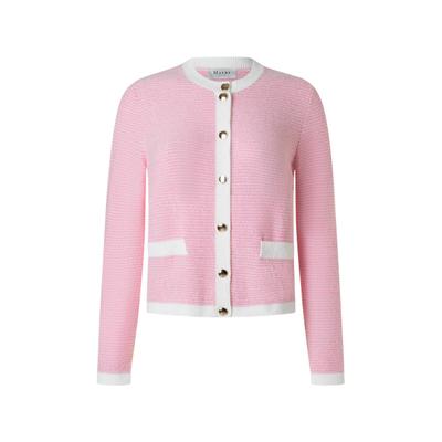 Strickjacke MAERZ MUENCHEN "Maerz Muenchen 276601 Strickjacke Damen Bekleidung", Damen, Gr. 42, rosa (weiß), 75% Baumwolle, 25% Polyamid, Strickjacken Strickjacke