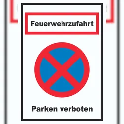 HB-Druck Feuerwehrzufahrt Parken verboten Schild A5 (148x210mm)