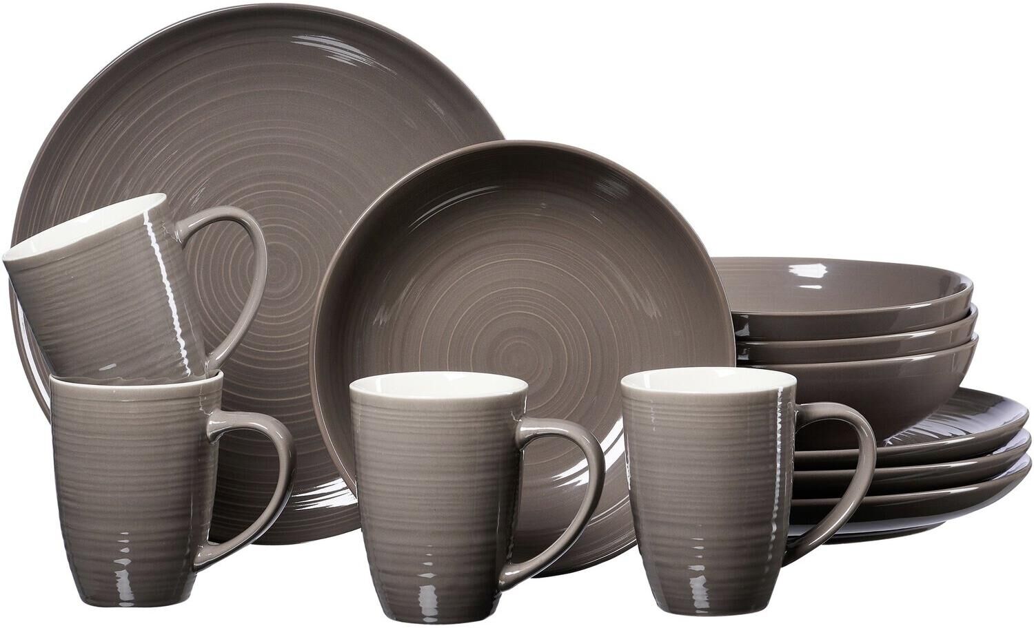 Kombiservice RITZENHOFF & BREKER "Suomi", grau (taupe), 12 Stk., Porzellan, Geschirr-Sets, Kombiservice taupe 12 Stk.