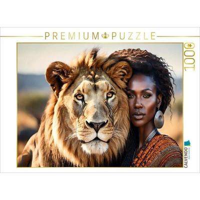 CALVENDO Puzzle Magische Momente mit einem sanften Löwen | 1000 Teile Lege-Größe 64x48cm Foto-Puzzle für glückliche Stunden