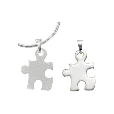 Puzzleanhänger JOBO "Partneranhänger Puzzle 18 mm", silber (silber 925), Schmuckanhänger, Damen, Silber 925 (Sterlingsilber), 925 Silber rhodiniert