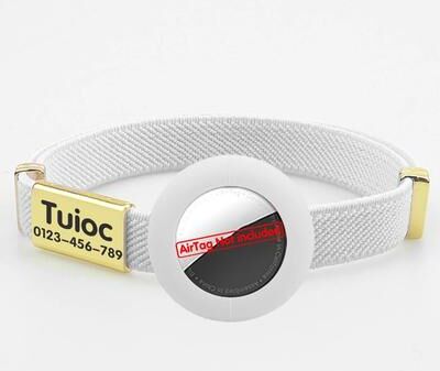 Uplift Treasures Personalized Breakaway Cat Collar With AirTag Holder white