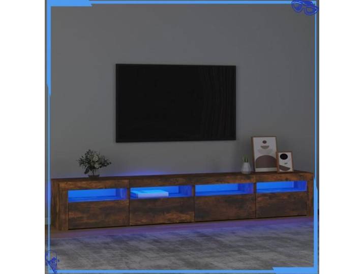 Meuble TV avec lumières LED - 240x35x40 cm - Bois d'ingénierie - Chêne - Élégance et Fonctionnalité - Pour Maison
