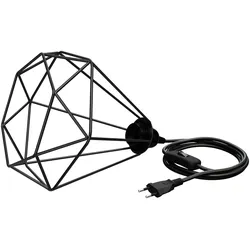 ledscom.de Käfig-Leuchte groß, Textilkabel LEKA schwarz, Stecker, Schalter und E27 Fassung, 3 m