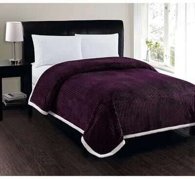 Elegant Comfort Super Soft Heavy Weight Stripe Micro-Sherpa Blanket