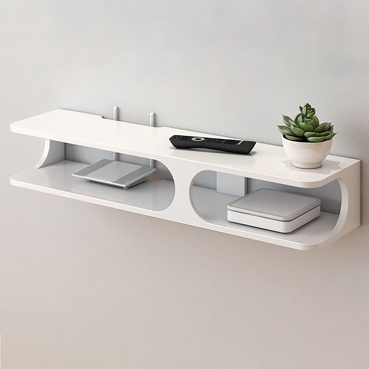 Zwevende Wandplank Wit - Ruimtebesparend Media Opbergrek - Breedte: 90 cm