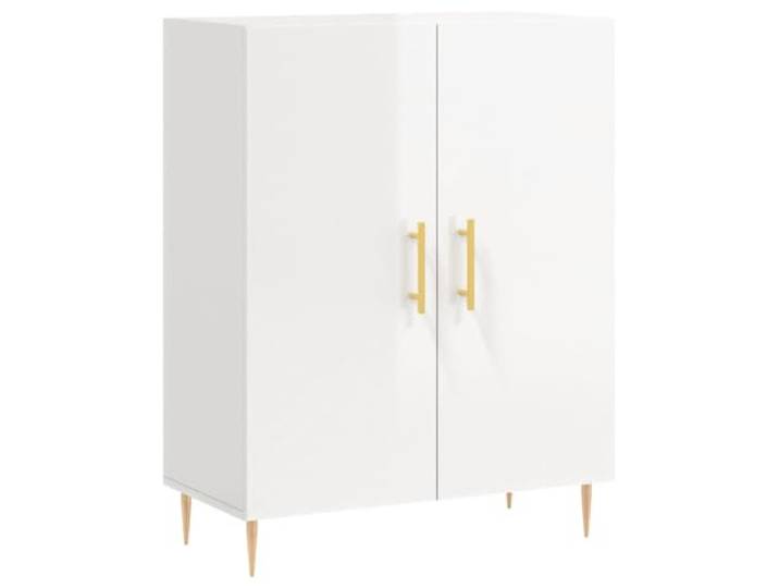 Kaorsrow Sideboard Hochglanz-Weiß 69,5x34x90 cm Beistellschrank Kompakter Beistellschrank mit Metallfüßen und Kippschutz für Wohnzimmer, Flur und Schlafzimmer.