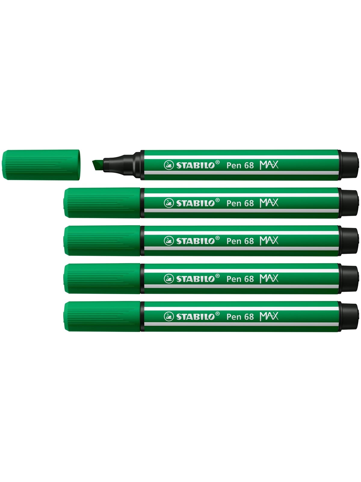 STABILO Pen 68 MAX - Fibre-tip Pen with Thick Chisel Tip - Emerald Green