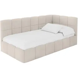 EINZELBETT Jugendbett mit Bettkasten Links, mit Matratze - LIVY 100x200 Beige