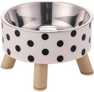 Uplift Essentials Orthopedic Elevated Stainless Steel Pet Diner polka Dot