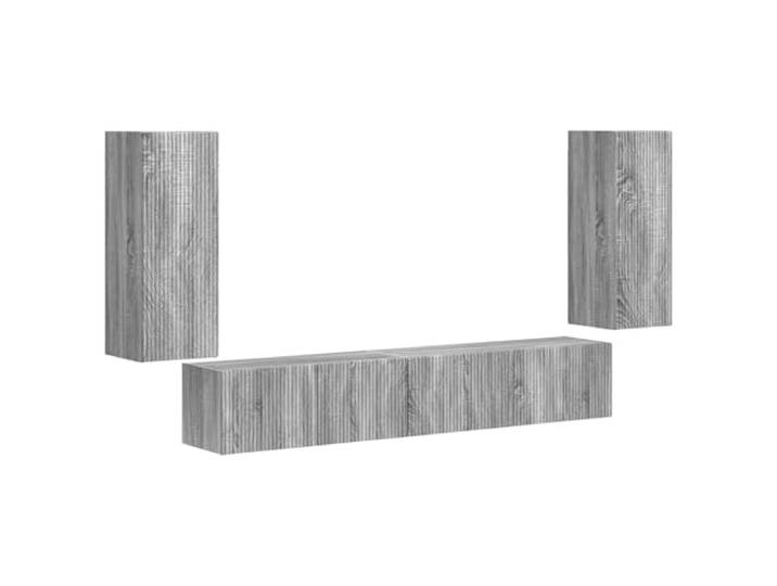GKHPYURE TV-Möbel-Set, 4-teilig, Sonoma-Grau, Holz, mehrschichtig Verstellbare Einlegeböden, platzsparendes Design, für Wohnzimmer und Büro, 98 x 31 x 29,5 cm