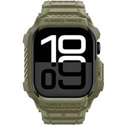 Spigen - Rugged Armor Pro V2 - Apple Watch 10 46mm - Vintage Khaki (Fluoroelastomer, Thermoplastic polyurethane (TPU)), Uhrenarmband, Grün